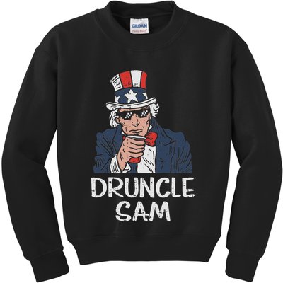 Druncle Sam Funny Uncle Sam Beer 4th Of July Party Drinking Kids Sweatshirt
