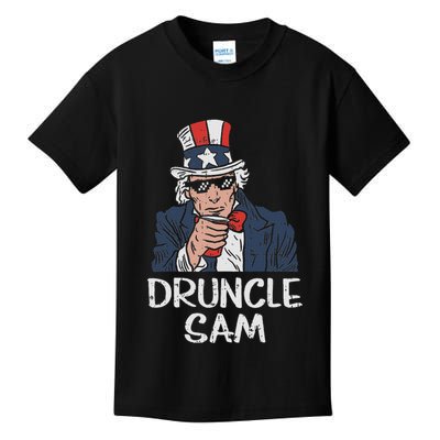 Druncle Sam Funny Uncle Sam Beer 4th Of July Party Drinking Kids T-Shirt