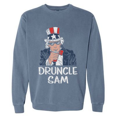 Druncle Sam Funny Uncle Sam Beer 4th Of July Party Drinking Garment-Dyed Sweatshirt