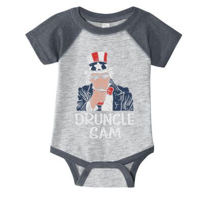 Druncle Sam Funny Uncle Sam Beer 4th Of July Party Drinking Infant Baby Jersey Bodysuit