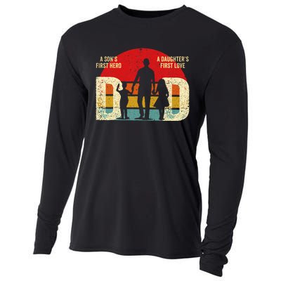 Dad sons first hero daughter love for father's day Cooling Performance Long Sleeve Crew