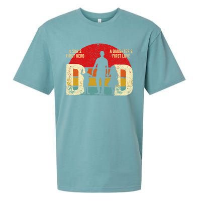 Dad sons first hero daughter love for father's day Sueded Cloud Jersey T-Shirt