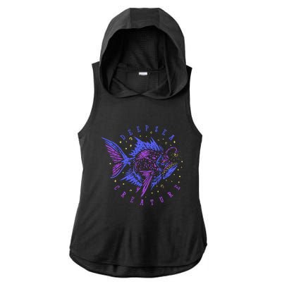 Deep Sea Fish Creature Ladies PosiCharge Tri-Blend Wicking Draft Hoodie Tank