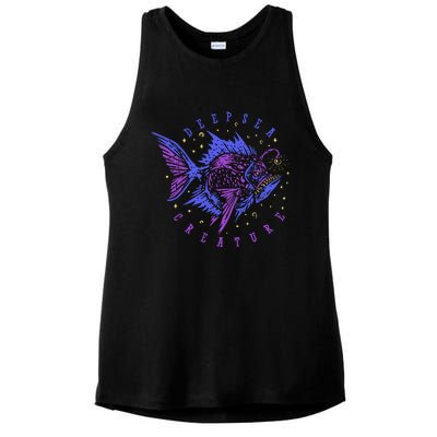 Deep Sea Fish Creature Ladies PosiCharge Tri-Blend Wicking Tank