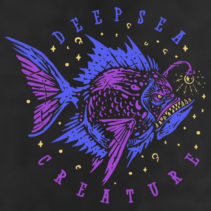 Deep Sea Fish Creature 7 Panel Mesh Trucker Snapback Hat