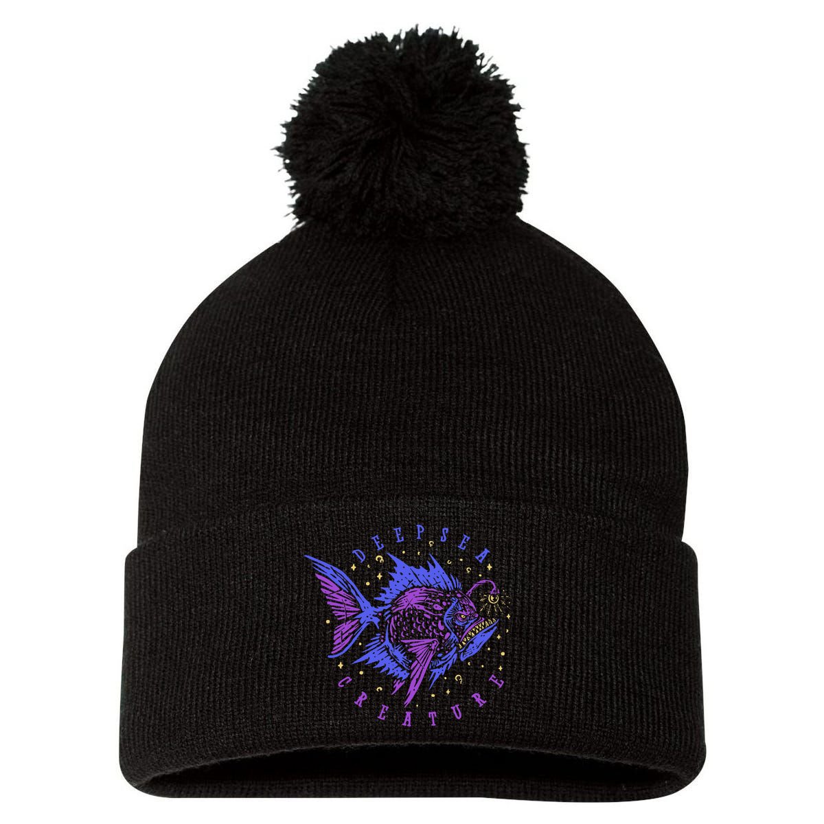 Deep Sea Fish Creature Pom Pom 12in Knit Beanie