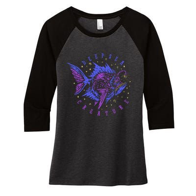 Deep Sea Fish Creature Women's Tri-Blend 3/4-Sleeve Raglan Shirt