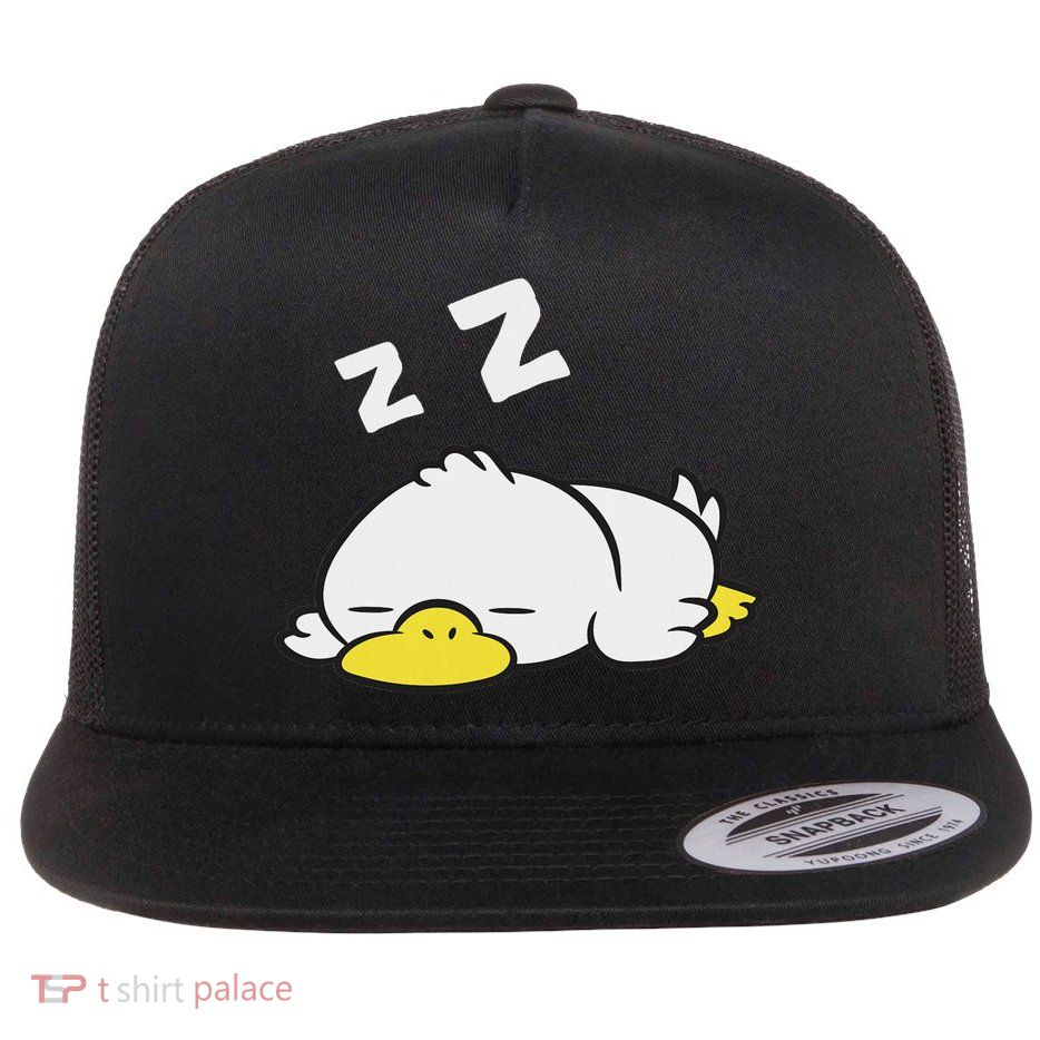 Duck Sleeping Funny Tired Duck Pajama Love Ducks Flat Bill Trucker Hat