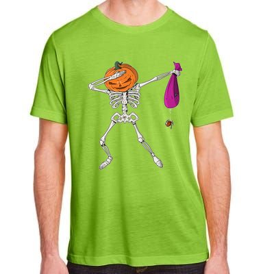 Dabbing Skeleton Funny Halloween Pumpkin Costume Autumn Gift Adult ChromaSoft Performance T-Shirt