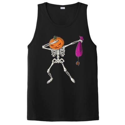 Dabbing Skeleton Funny Halloween Pumpkin Costume Autumn Gift PosiCharge Competitor Tank