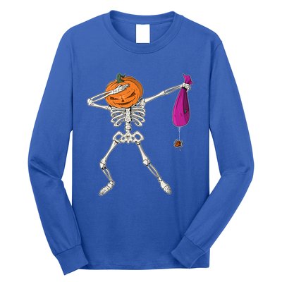 Dabbing Skeleton Funny Halloween Pumpkin Costume Autumn Gift Long Sleeve Shirt