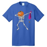 Dabbing Skeleton Funny Halloween Pumpkin Costume Autumn Gift Tall T-Shirt