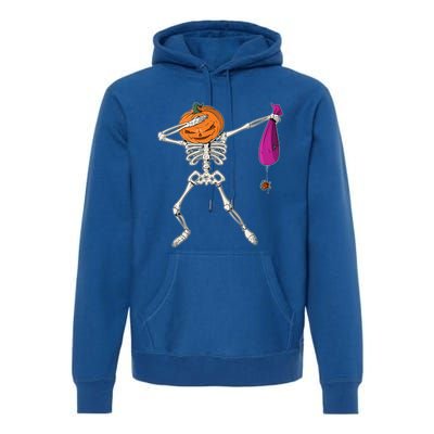 Dabbing Skeleton Funny Halloween Pumpkin Costume Autumn Gift Premium Hoodie