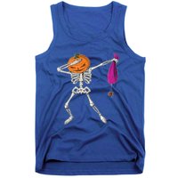 Dabbing Skeleton Funny Halloween Pumpkin Costume Autumn Gift Tank Top