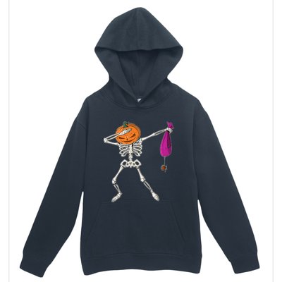 Dabbing Skeleton Funny Halloween Pumpkin Costume Autumn Gift Urban Pullover Hoodie