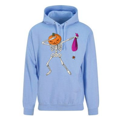 Dabbing Skeleton Funny Halloween Pumpkin Costume Autumn Gift Unisex Surf Hoodie