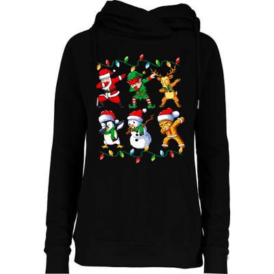 Dabbing Santa Friends Xmas Gifts Christmas Womens Funnel Neck Pullover Hood