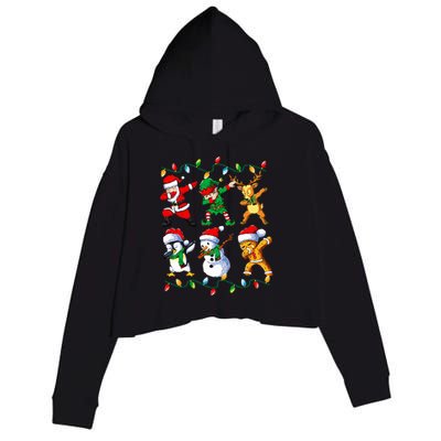 Dabbing Santa Friends Xmas Gifts Christmas Crop Fleece Hoodie