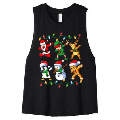 Dabbing Santa Friends Xmas Gifts Christmas Women's Racerback Cropped Tank