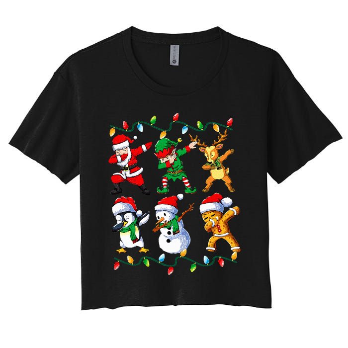 Dabbing Santa Friends Xmas Gifts Christmas Women's Crop Top Tee