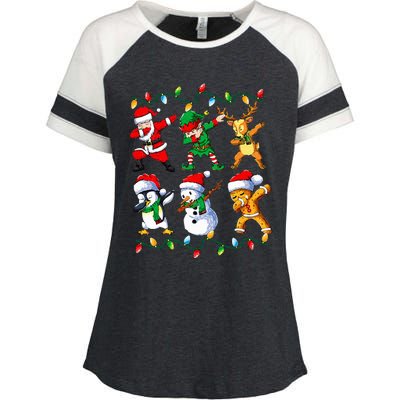 Dabbing Santa Friends Xmas Gifts Christmas Enza Ladies Jersey Colorblock Tee