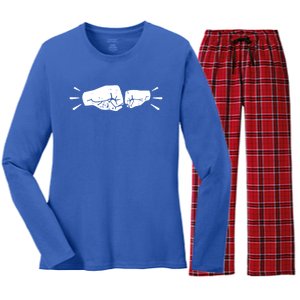 Dad Son Fist Friends For Life Gift Women's Long Sleeve Flannel Pajama Set 