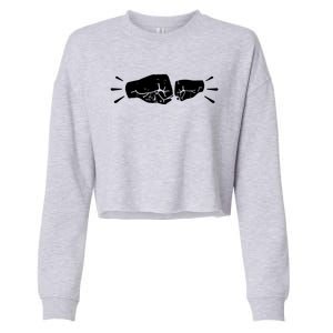 Dad Son Fist Friends For Life Gift Cropped Pullover Crew