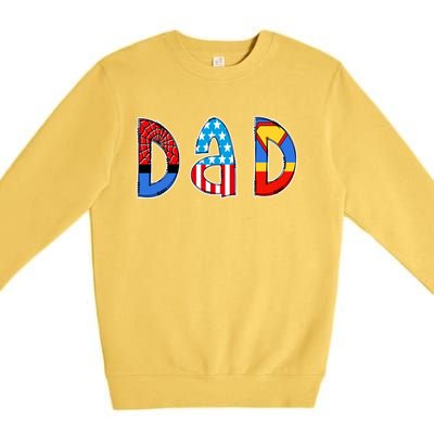 Dad Superhero Father's Day Gift Premium Crewneck Sweatshirt