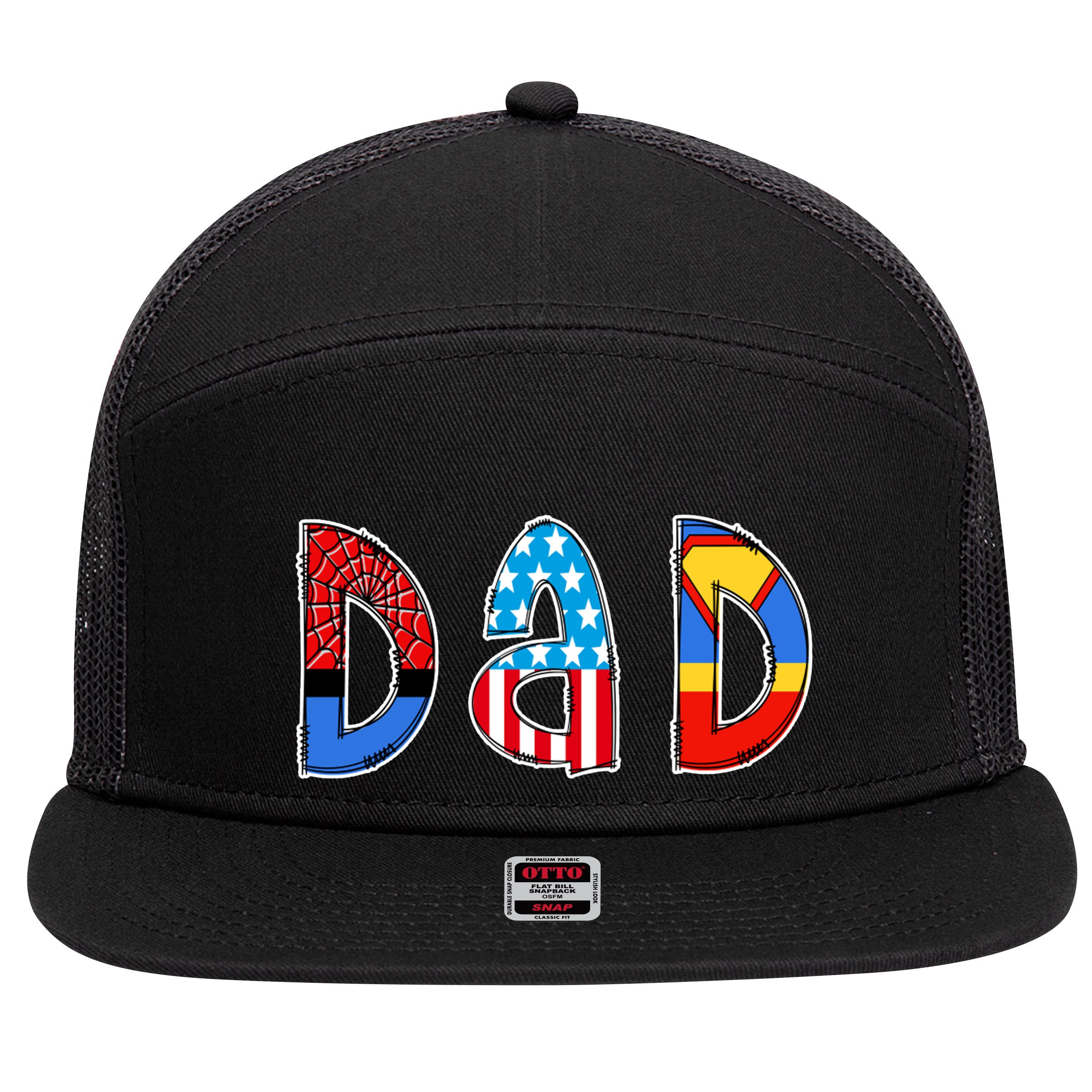 Dad Superhero Father's Day Gift 7 Panel Mesh Trucker Snapback Hat