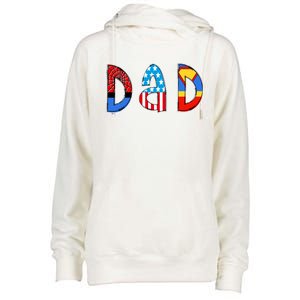 Dad Superhero Father's Day Gift Womens Funnel Neck Pullover Hood