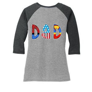 Dad Superhero Father's Day Gift Women's Tri-Blend 3/4-Sleeve Raglan Shirt