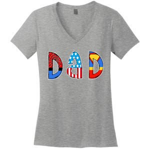 Dad Superhero Father's Day Gift Women's V-Neck T-Shirt