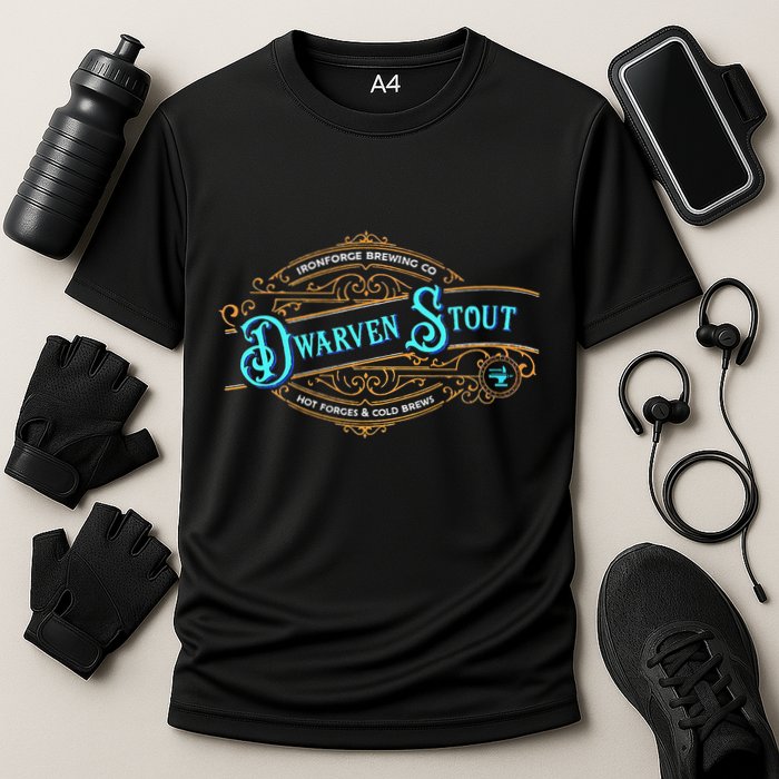 Dwarven Stout Funny Dwarf Beer Gamer Brewery Performance Shirt