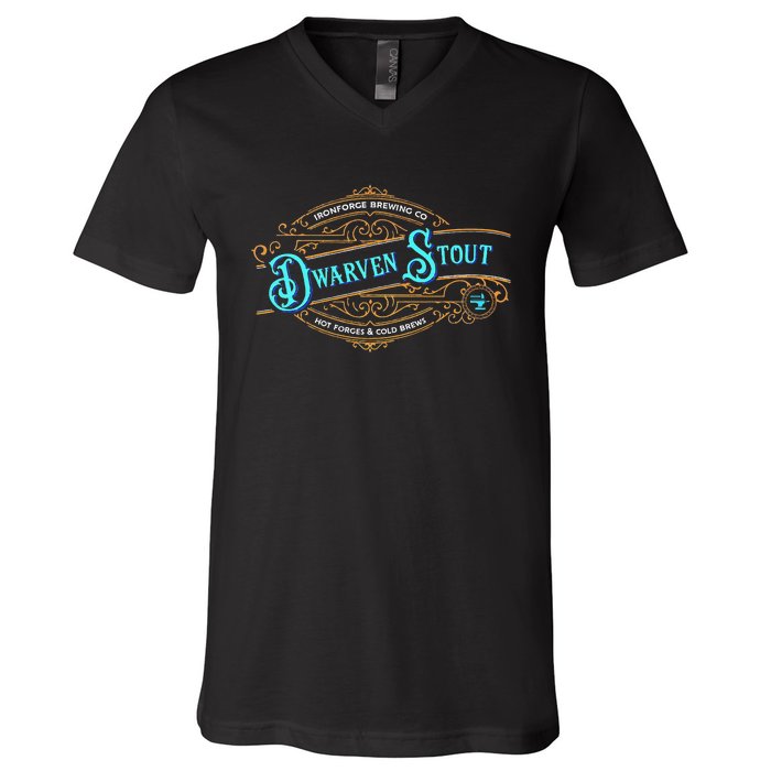 Dwarven Stout Funny Dwarf Beer Gamer Brewery V-Neck T-Shirt