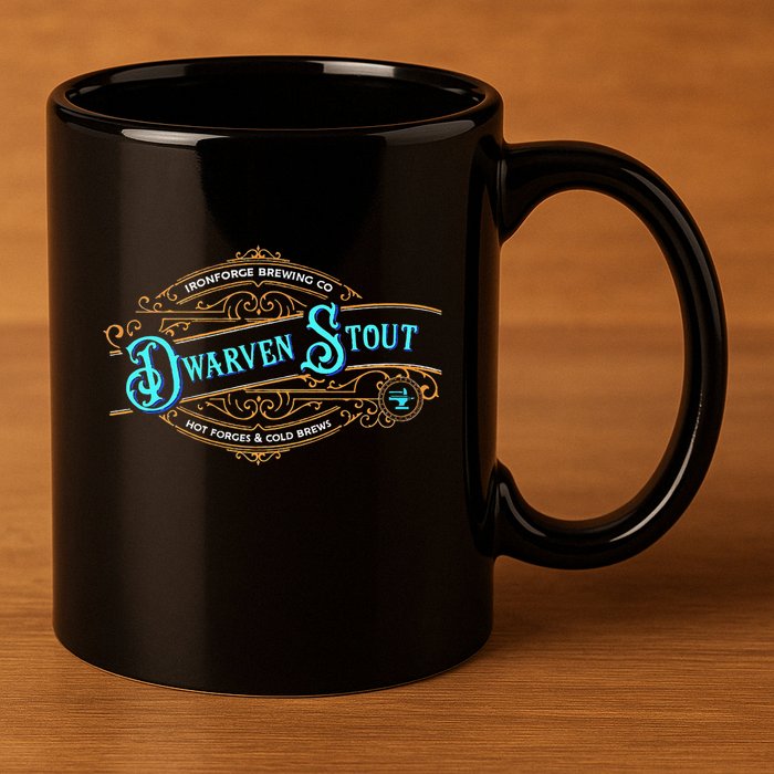 Dwarven Stout Funny Dwarf Beer Gamer Brewery 11oz C Handle Ceramic Mug