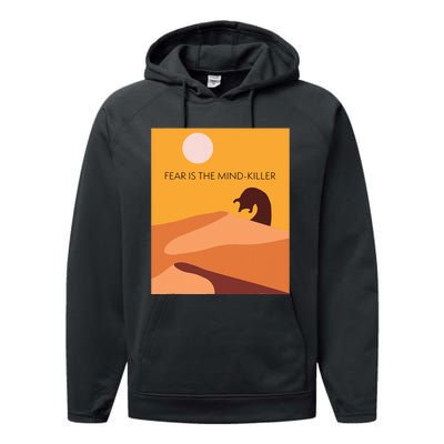 Dune Sci Fi Movie Minimalist Design Fear Is The Mind Killer Performance Fleece Hoodie