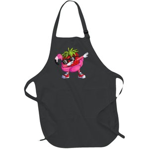 Dabbing Strawberry Flamingo Tropical Aloha Beach Hawaiian Full-Length Apron With Pockets