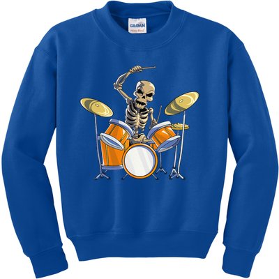 Drummer Skeleton Funny Drum Set Drummer Halloween Kids Sweatshirt