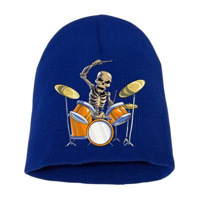 Drummer Skeleton Funny Drum Set Drummer Halloween Short Acrylic Beanie