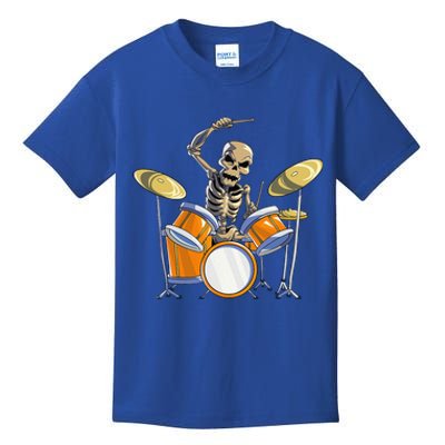 Drummer Skeleton Funny Drum Set Drummer Halloween Kids T-Shirt