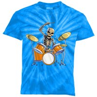 Drummer Skeleton Funny Drum Set Drummer Halloween Kids Tie-Dye T-Shirt