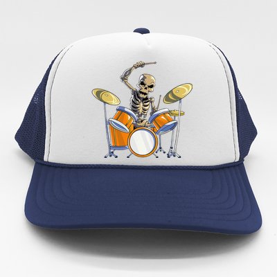 Drummer Skeleton Funny Drum Set Drummer Halloween Trucker Hat