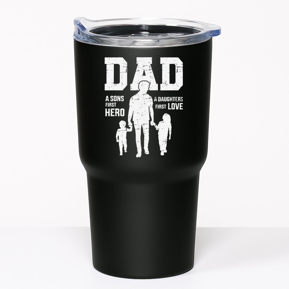 Dad Sons First Hero Daughter Love For Fathers Day Tumbler