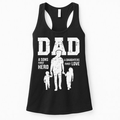 Dad Sons First Hero Daughter Love For Fathers Day Womens Tank Top