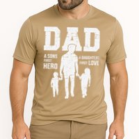 Dad Sons First Hero Daughter Love For Fathers Day Cooling Performance Crew T-Shirt