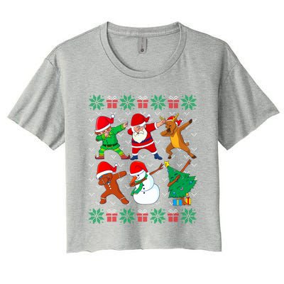 Dabbing Santa Friends Ugly Xmas Sweater Dab Boys Gift Women's Crop Top Tee