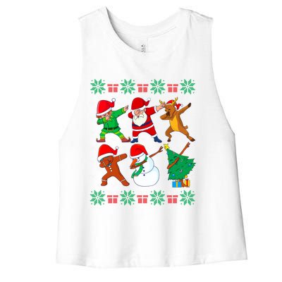 Dabbing Santa Friends Ugly Xmas Sweater Dab Boys Gift Women's Racerback Cropped Tank