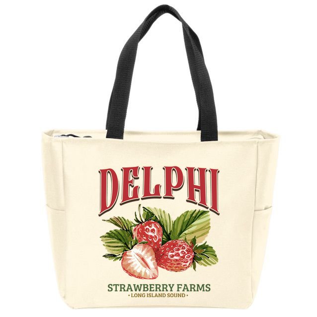 Delphi Strawberry Farms Zip Tote Bag