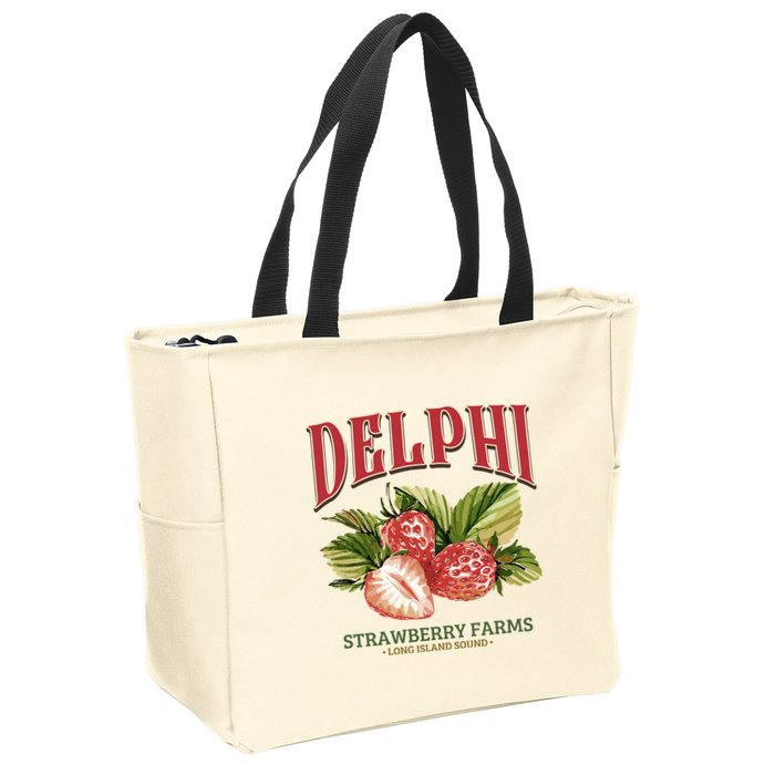 Delphi Strawberry Farms Zip Tote Bag