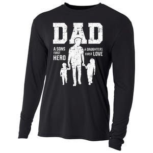 Dad Sons First Hero Daughter Love For Fathers Day Cooling Performance Long Sleeve Crew